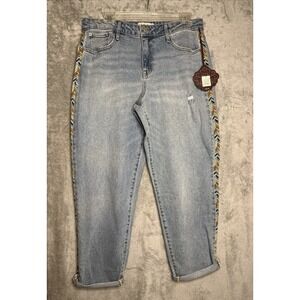 Knox Rose Women's 10 High Rise Stretch Embroidered Side Boho Ankle Skinny NWT